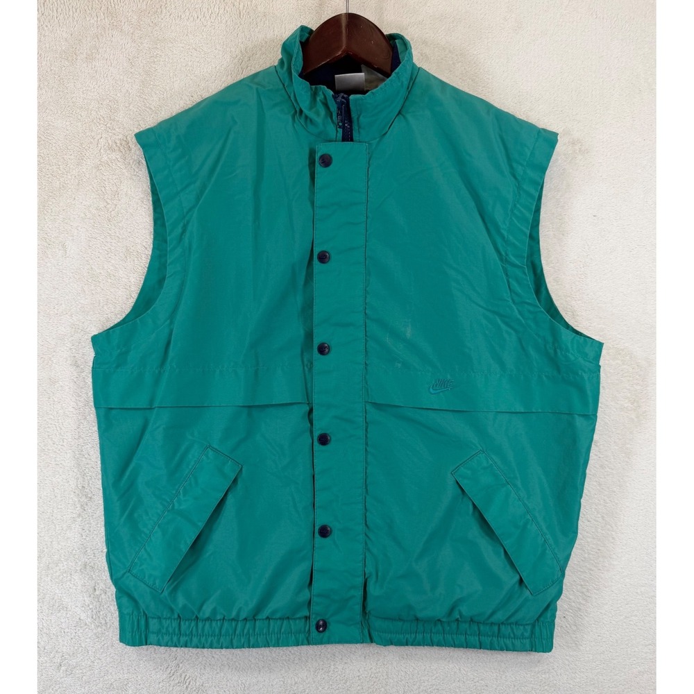 Vintage Nike Mens Teal Green Fleece Lined Vest Mens M Made in‎ USA 80's 90's